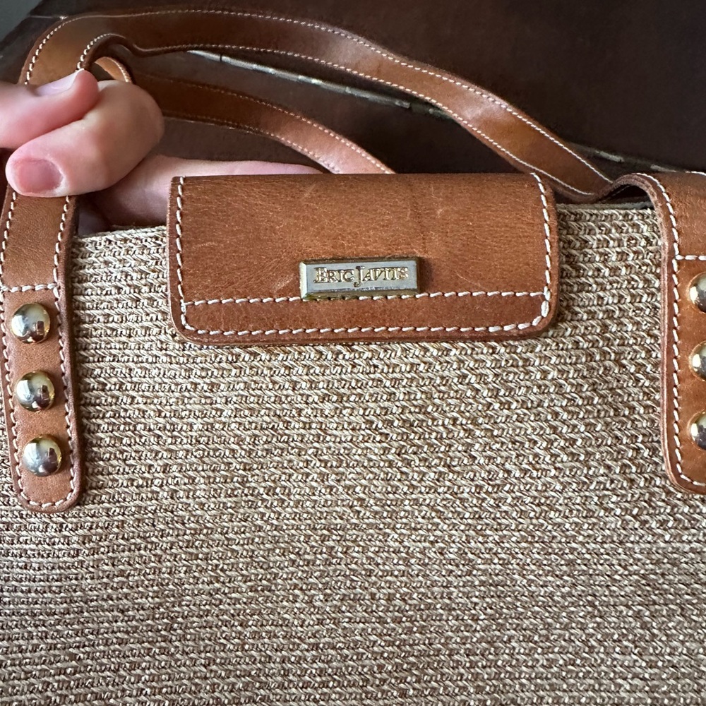 Eric Javits Tan and Brown Tote with Leather Accents - Picture 4 of 8